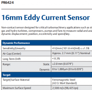 EPRO PR6424/002-030 16mm Eddy Current Sensor miaraka amin'ny tariby fanitarana 8 metatra